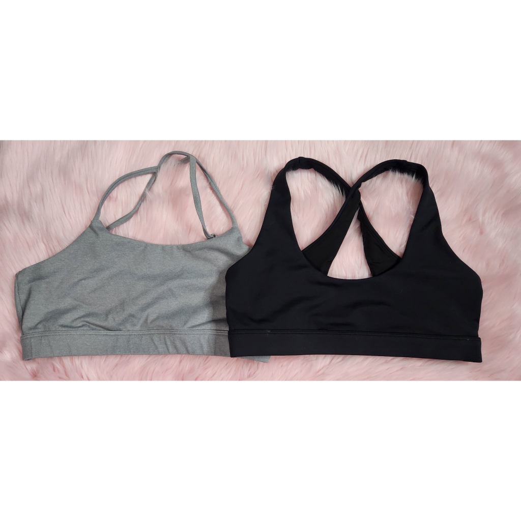 Feed Me Fight Me Womens Small 2 Lot Gray Black Sports Bra